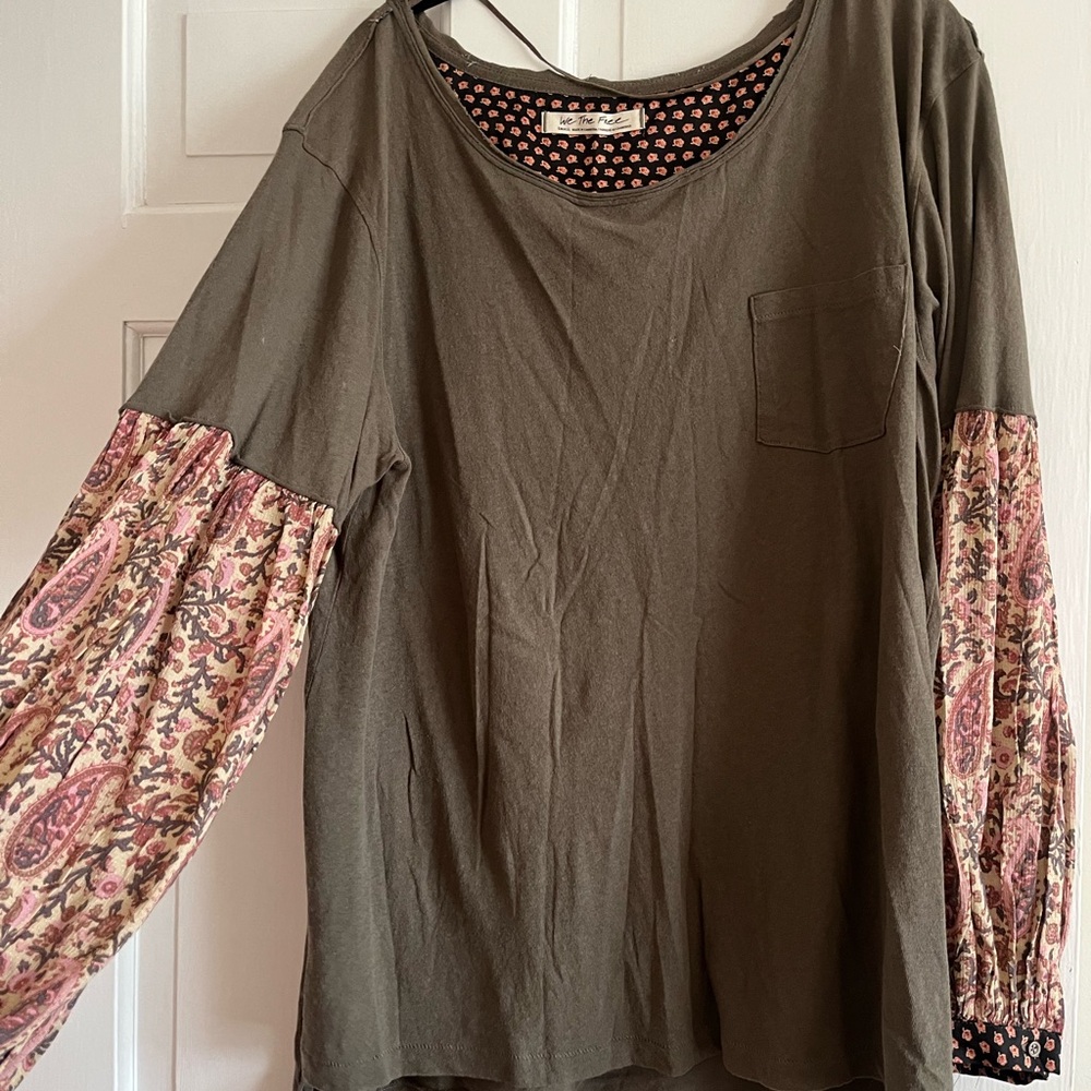 Oversized Colorful Free People Long Sleeve Shirt